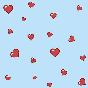 Simple pattern with hearts on blue background, basis for designer, wallpaper, Stock Illustration