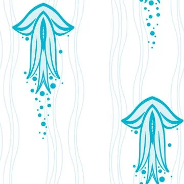 Simple Pattern with Jellyfish among Algae 스톡 일러스트