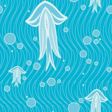 Simple Pattern with Jellyfish among Algae Stockillustratie