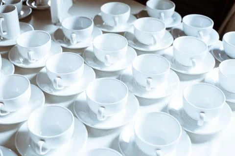 Simple pattern made of empty cups of coffee 스톡 사진