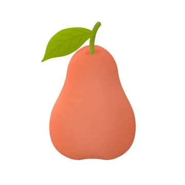 Simple Pear Illustration With Leaf In Minimal Flat Style Illustrazione stock