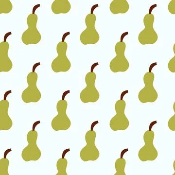 Simple Pear seamless pattern. Fruit food summer background. Stock Illustration