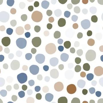 Simple pebble seamless pattern on white background. Random geometric dotted w Illustrazione stock