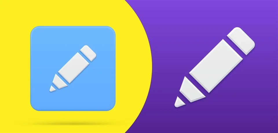 Simple pencil 3d icon button set vector illustration. Felt pen marker for d.. 스톡 일러스트
