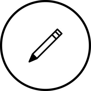 Simple Pencil Icon within a Circular Frame for Creative and Educational Desig Stock Illustration