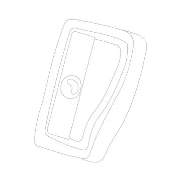 Simple pencil sharpener icon in outline style isolated on white background. Stock Illustration