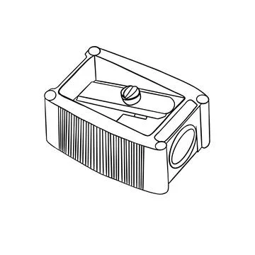 Simple pencil sharpener on white background with black lines Stock Illustration