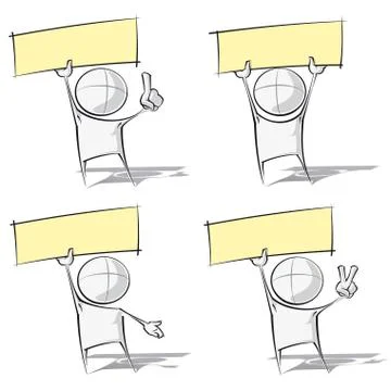 Simple people - holding up a label Stock Illustration