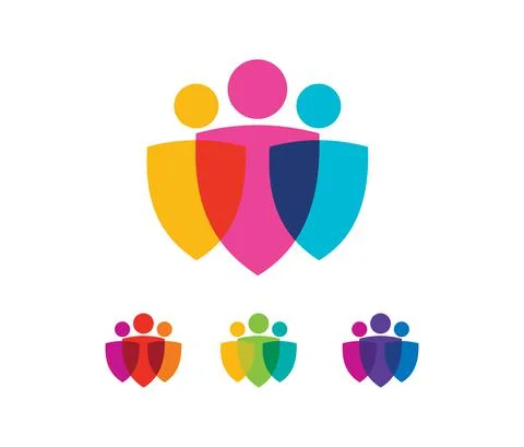 Simple people multicolor vector sign Stock Illustration