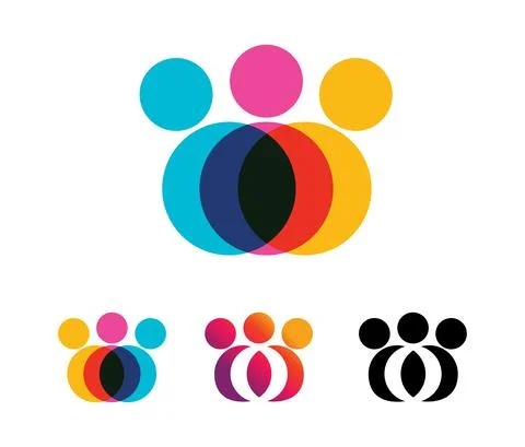 Simple people multicolor vector sign Stock Illustration