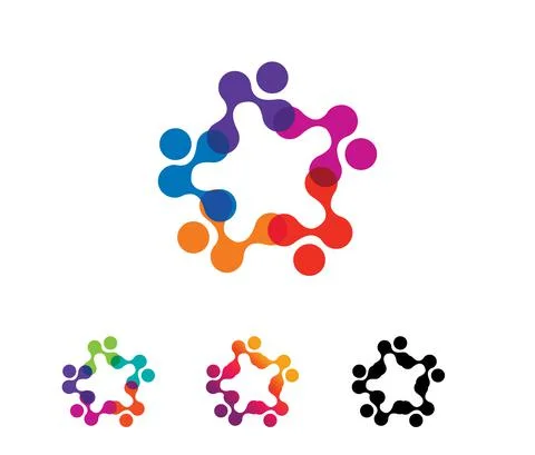 Simple people multicolor vector sign Stock Illustration