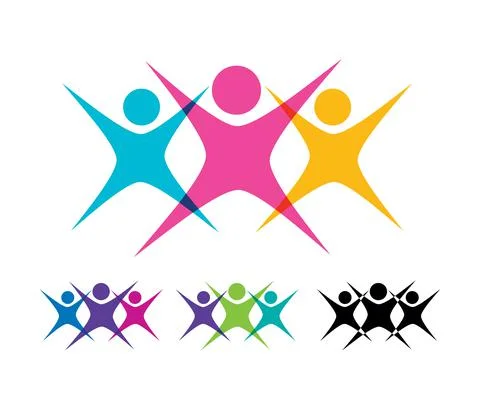 Simple people multicolor vector sign Stock Illustration