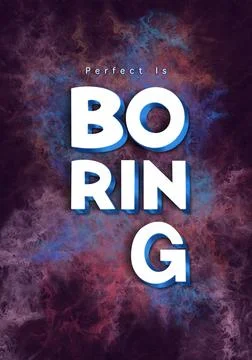 Simple perfect is boring hand-drawing 3d Words Watercolor backgrounds. Stock Illustration