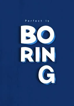 Simple Perfect is boring hand-drawing 3d Words Navy Blue textured background Stock Illustration