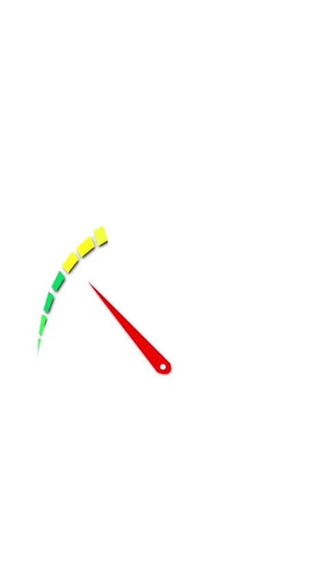 Simple performance meter background red pointer, green yellow scale, clean white Stock Footage 340402588