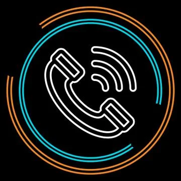 Simple Phone Call Thin Line Vector Icon Stock Illustration