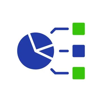 Simple Pie Chart with Connected Data Points Icon Stock Illustration