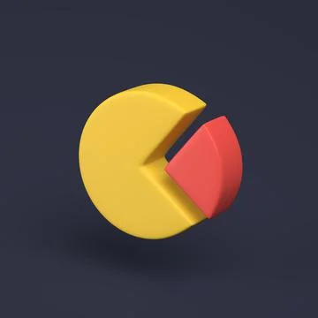 Simple pie chart icon 3D illustration on dark pastel background. 3d render mi Stock Illustration
