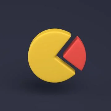 Simple pie chart icon 3D illustration on dark pastel background. 3d render mi Stock Illustration