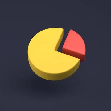Simple pie chart icon 3D illustration on dark pastel background. 3d render mi Stock Illustration