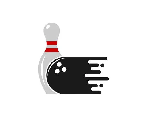 Simple pin and bowling ball with fast symbol Stock Illustration