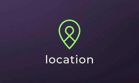 Simple pin position logo. abstract destination location icon, route direction Illustrazione stock