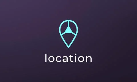 Simple pin position logo. abstract destination location icon, route direction Illustrazione stock