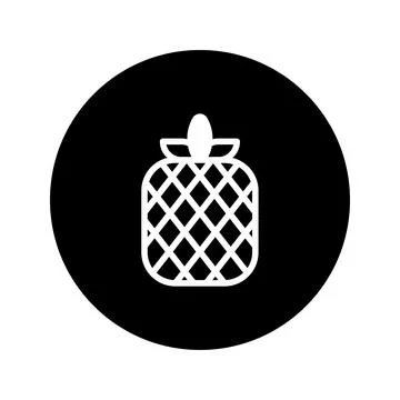A simple pineapple icon with a grid pattern on a black circle background, p.. Stock Illustration