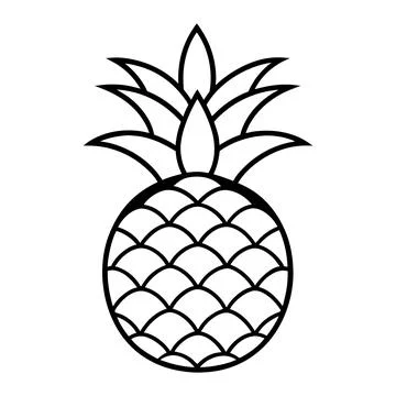Simple Pineapple Vector Illustration in Black and White Outline Style Stock Illustration