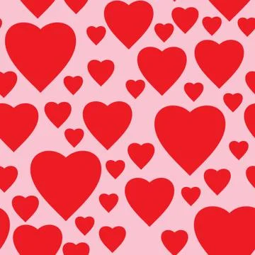 Simple pink background with red hearts Stock Illustration