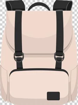Simple pink backpack with dark straps and a front pocket, perfect for schoo.. Stock Illustration