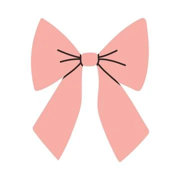 Simple pink bow isolated on white background. Flat vector illustration of cute Stock Illustration