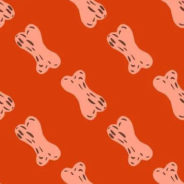 Simple pink colored bones shapes seamless pattern in hand drawn style. Red br イラスト素材