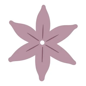 Simple pink five-pointed star flower icon with white center Stock Illustration