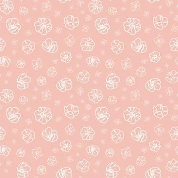 Simple pink flower pattern texture background. Cute floral print with spring  Stock Illustration