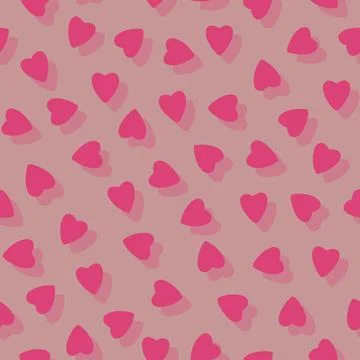 Simple pink hearts seamless pattern chaotic pink background Stock Illustration