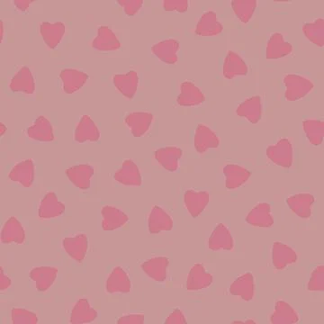 Simple pink hearts seamless pattern chaotic pink background Stock Illustration