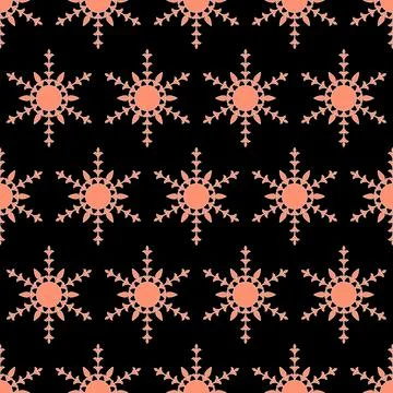 Simple pink snowflake on black background, christmas seamless pattern for dec Stock Illustration