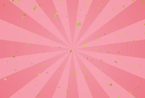 Simple pink sunburst background and confetti Stock Illustration
