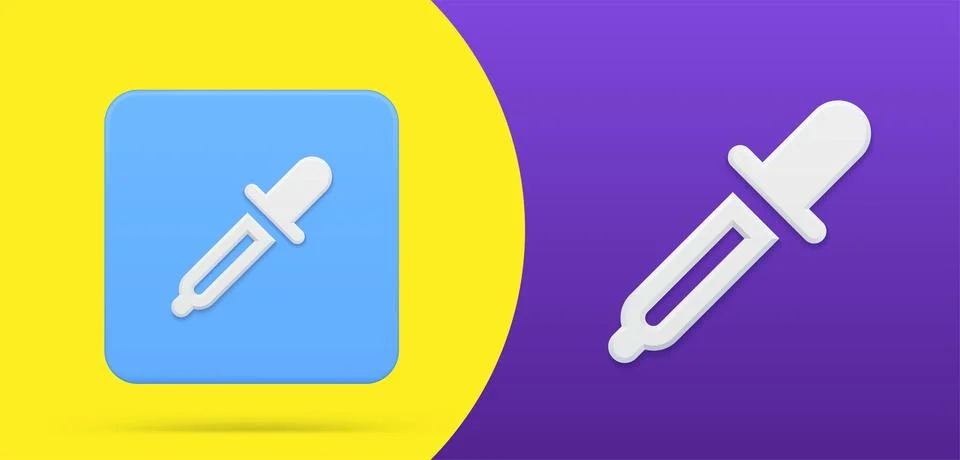 Simple pipette 3d icon button set vector illustration. Pharmacy science dropl Stock Illustration