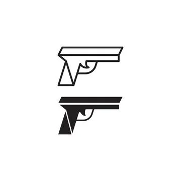 Simple pistol, handgun. Vector icon template Stock Illustration