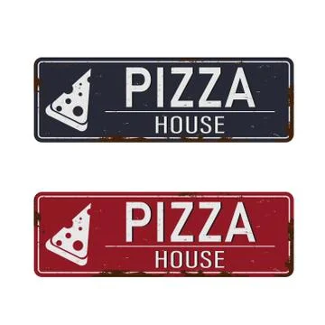 Simple Pizza house vector logo design, icon idea for restaurant brand. Illustrazione stock