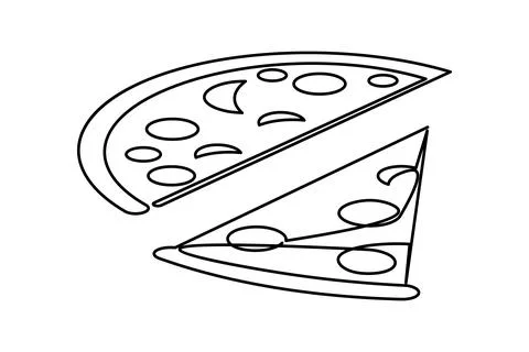 Simple pizza slice line art illustration isolated on white background Stock Illustration