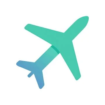 Simple plane icon with blue and green colors Stock Illustration