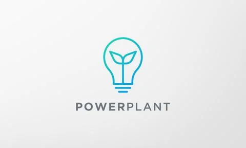 Simple plant light bulb logo in modern style Illustrazione stock