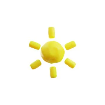 Simple plasticine sun with rays 3D style, vector illustration Stock Illustration