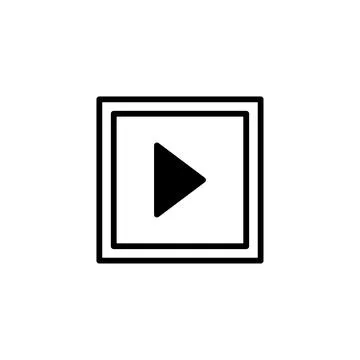 Simple play button icon vector design with square frame representation of m.. Stock Illustration