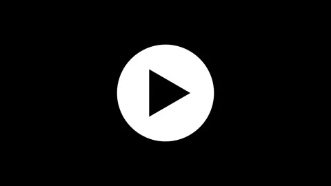 Simple Play Button White Circle Black Background Icon Stock Footage 332526277