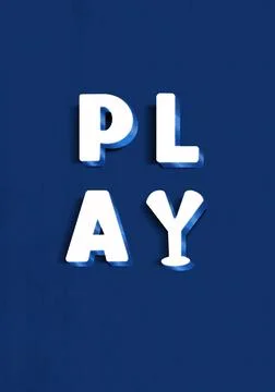 Simple Play Hard hand-drawing 3d Words Navy Blue textured background Stock Illustration