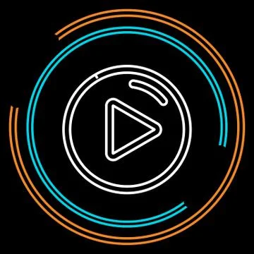 Simple Play Thin Line Vector Icon Stock Illustration